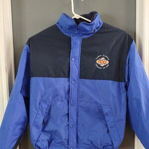 Vintage Super Bowl 35 Jacket Coat Size XL Tri-Mountain Blue Lined Ravens Giants